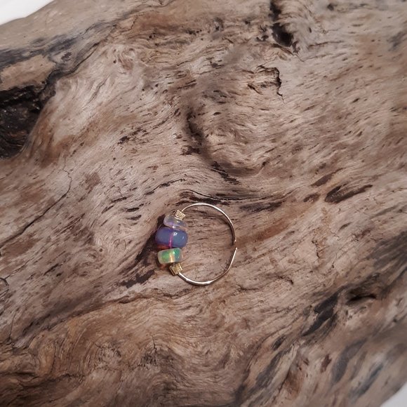 Gold Fire Opal Captive Bead Ring Septum Hoop Daith Rook Tragus Snug Earring - Picture 1 of 4